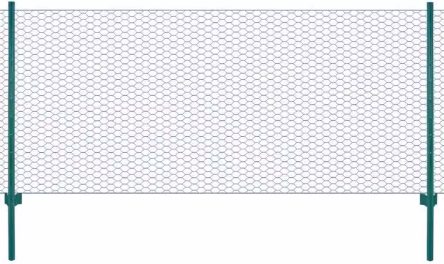 Berkfield Home Green PVC-Coated Steel Wire Mesh Fence with Round Posts, 25 x 0.5 m – 1