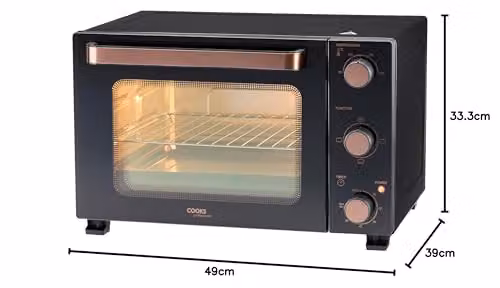 Cooks Professional Mini Oven, 28L Electric Multi-Function Countertop Cooker with Steam Assist, 1500W, Black – 4
