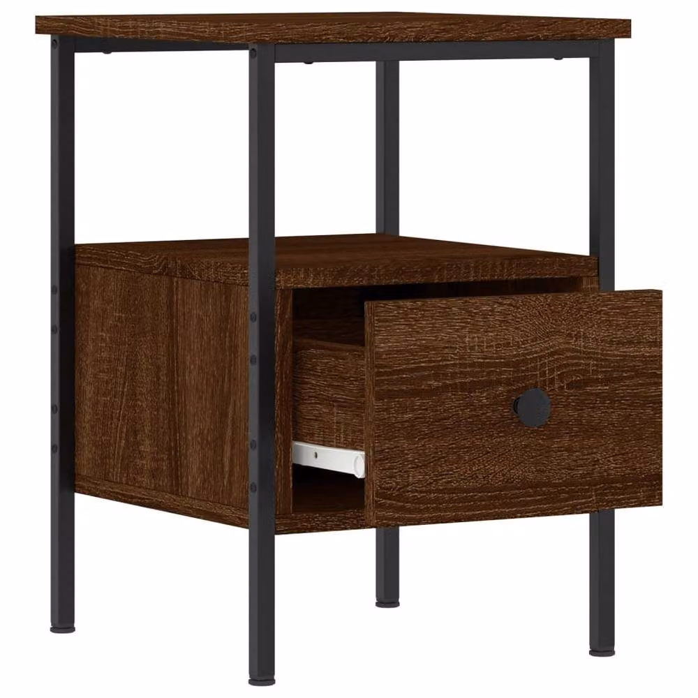 Berkfield Home Bedside Cabinet in Brown Oak, W/D/H: 34 x 36 x 50 cm – 4