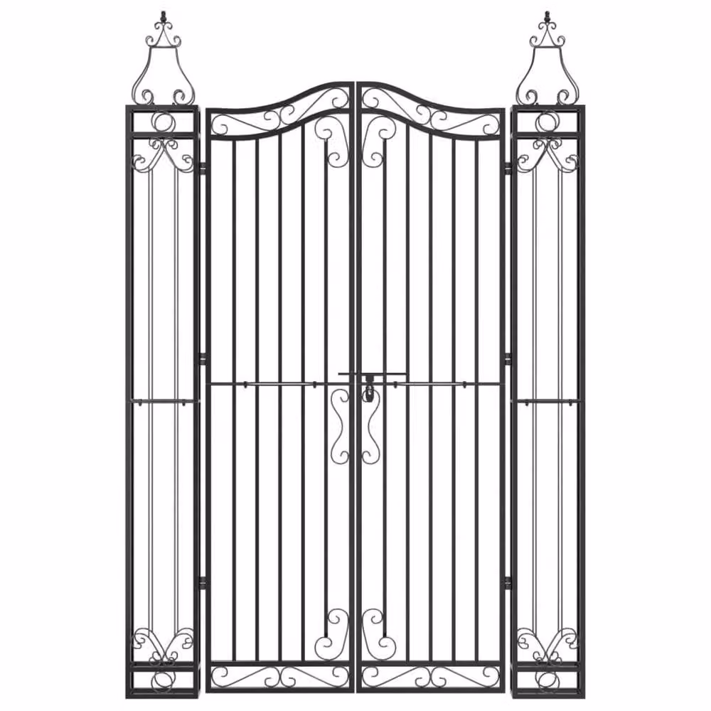 Berkfield Home Black Wrought Iron Swing Garden Gate, W: 121 cm, D: 8 cm, H: 180 cm – 3
