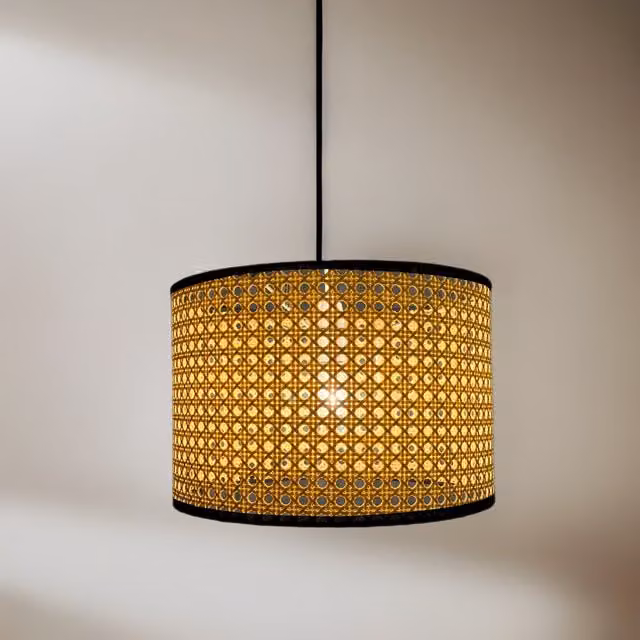 CGC Lighting Lucia Modern Fabric Cylinder Ceiling Lamp Shade with Frosted Diffuser in Brown and White