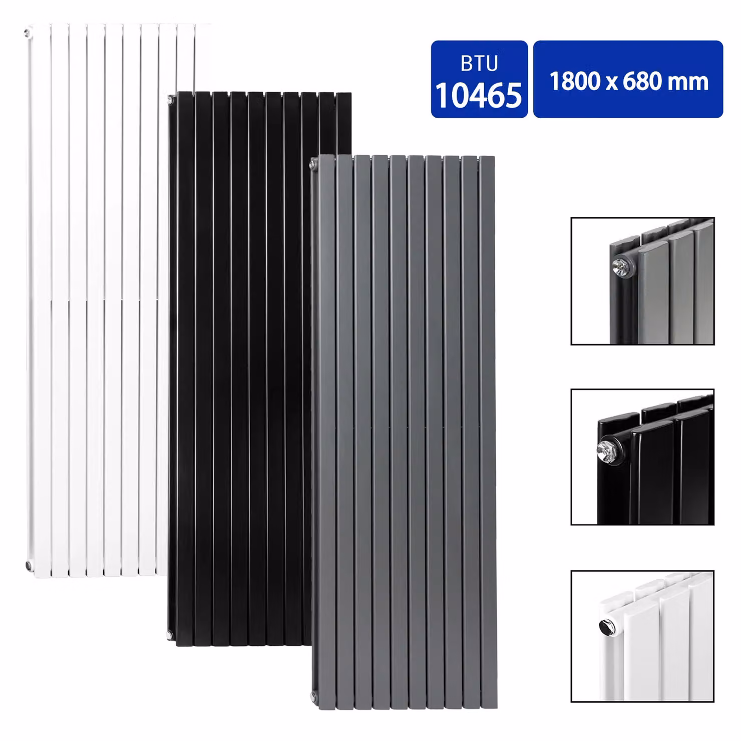 MCC Direct Designer Flat Panel Double Radiator in Anthracite Grey, W: 180 cm, H: 68 cm, D: 6.8 cm – 4