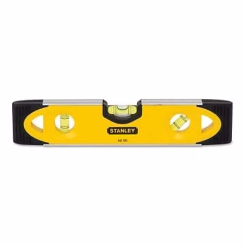 Stanley Shockproof Torpedo Spirit Level with Magnetic Plate, Yellow and Multicolour, Length: 23 cm