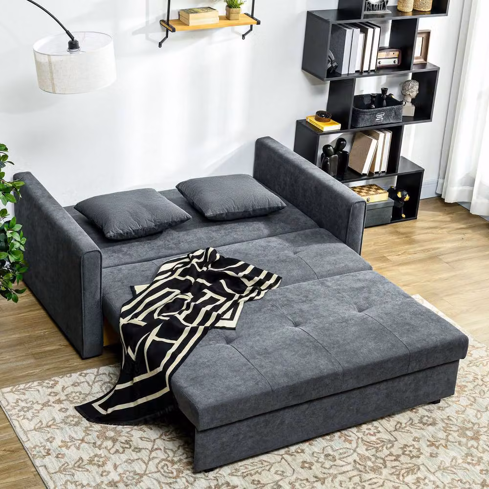 STILVORA 2 Seater Sofa Bed with Storage in Grey Velvet – 8