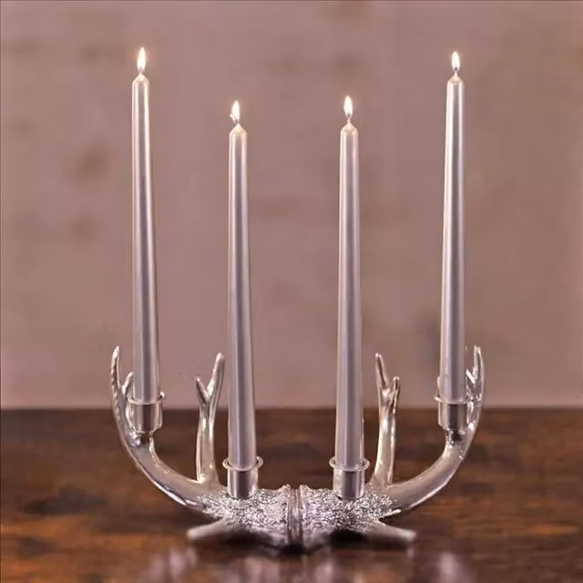 Marco Paul Silver Taper Candle, 4 Pack