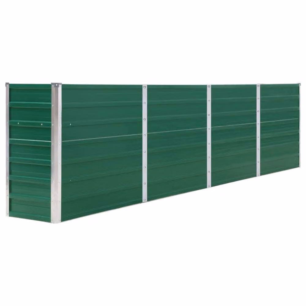 Berkfield Home Galvanised Steel Raised Garden Bed, Green, W: 320 cm, D: 40 cm, H: 77 cm – 2