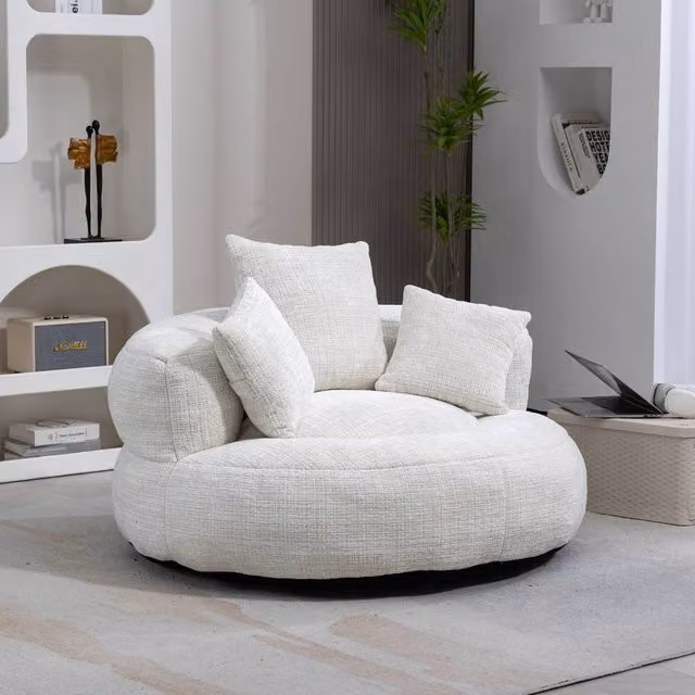Direct Wicker Beige Chenille High Back Lazy Sofa Bean Bag Chair