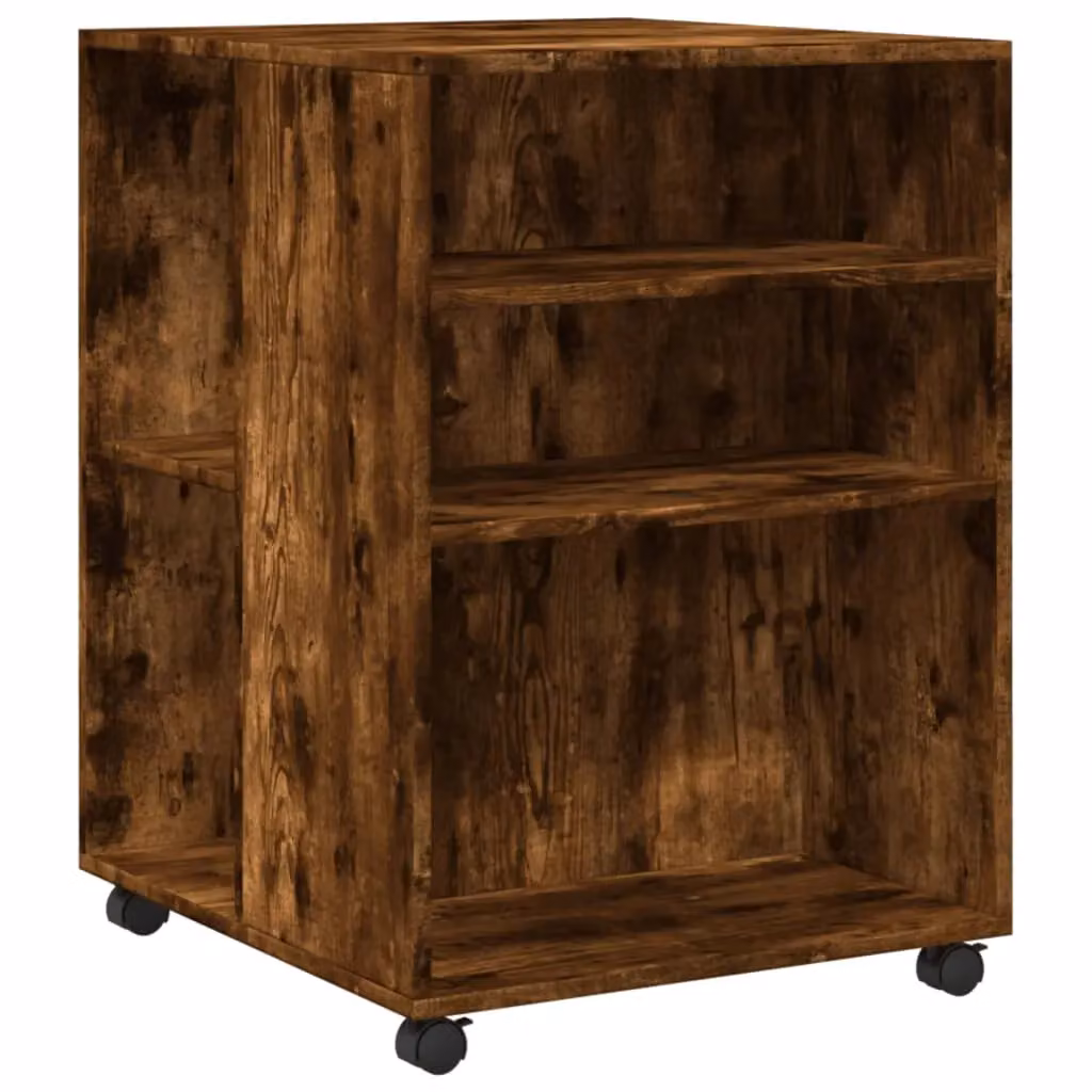 Berkfield Home Smoked Oak Side Table with Wheels, Brown, W: 55 cm, D: 60 cm, H: 78 cm – 2