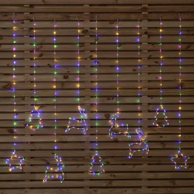 Samuel Alexander Multi-Coloured Christmas Window Curtain Light with 327 LEDs, W: 120 cm, H: 110 cm – 1