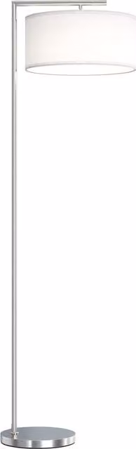 HOMCOM Modern Silver Floor Lamp with White Fabric Lampshade and Round Base, Height: 153 cm – 1