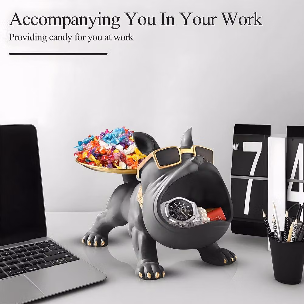 Huhote Black Resin French Bulldog Statue Sculpture for Home or Office Decor – 5