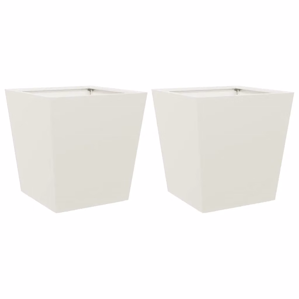 Berkfield Home Garden Steel Planter Tubs, White, 2 Pack, W/D/H: 40 x 40 x 40 cm – 2