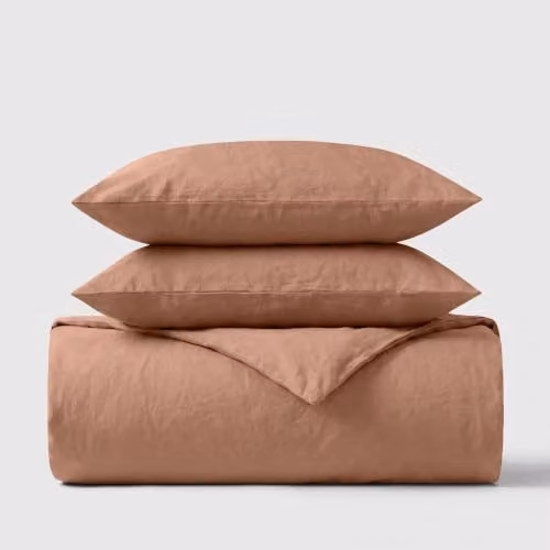 Bedable Double 100% Cotton Percale Duvet Cover Set in Brown with 50x90cm Pillowcases