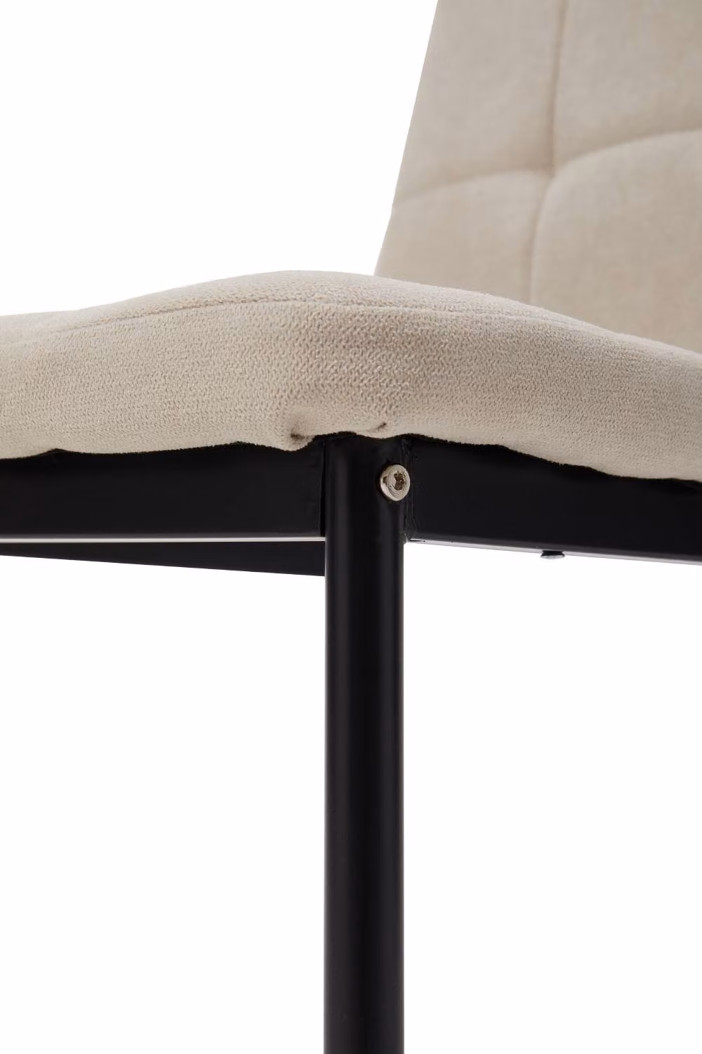 Living and Home Set of 4 Beige Linen Upholstered Dining Chairs with Metal Frame – 3