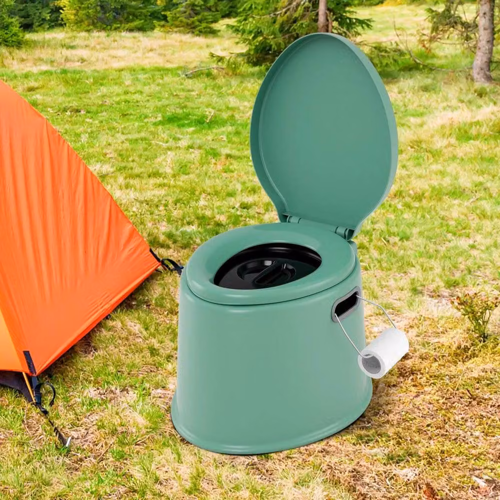 KORVIXA Versatile Camping Toilet with Detachable Inner Bucket, Green – 3