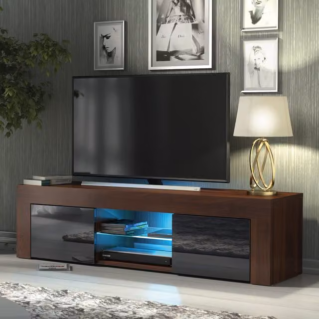 Creative Furniture Loom Modern TV Unit in Walnut and Black, W/D/H: 130 x 35 x 35 cm
