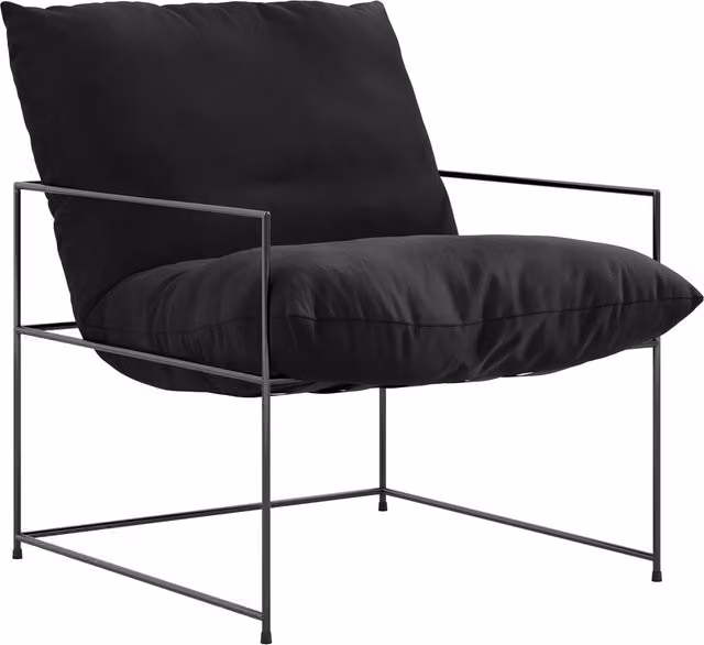 LPD Home Brook Velvet Fabric Chair in Black