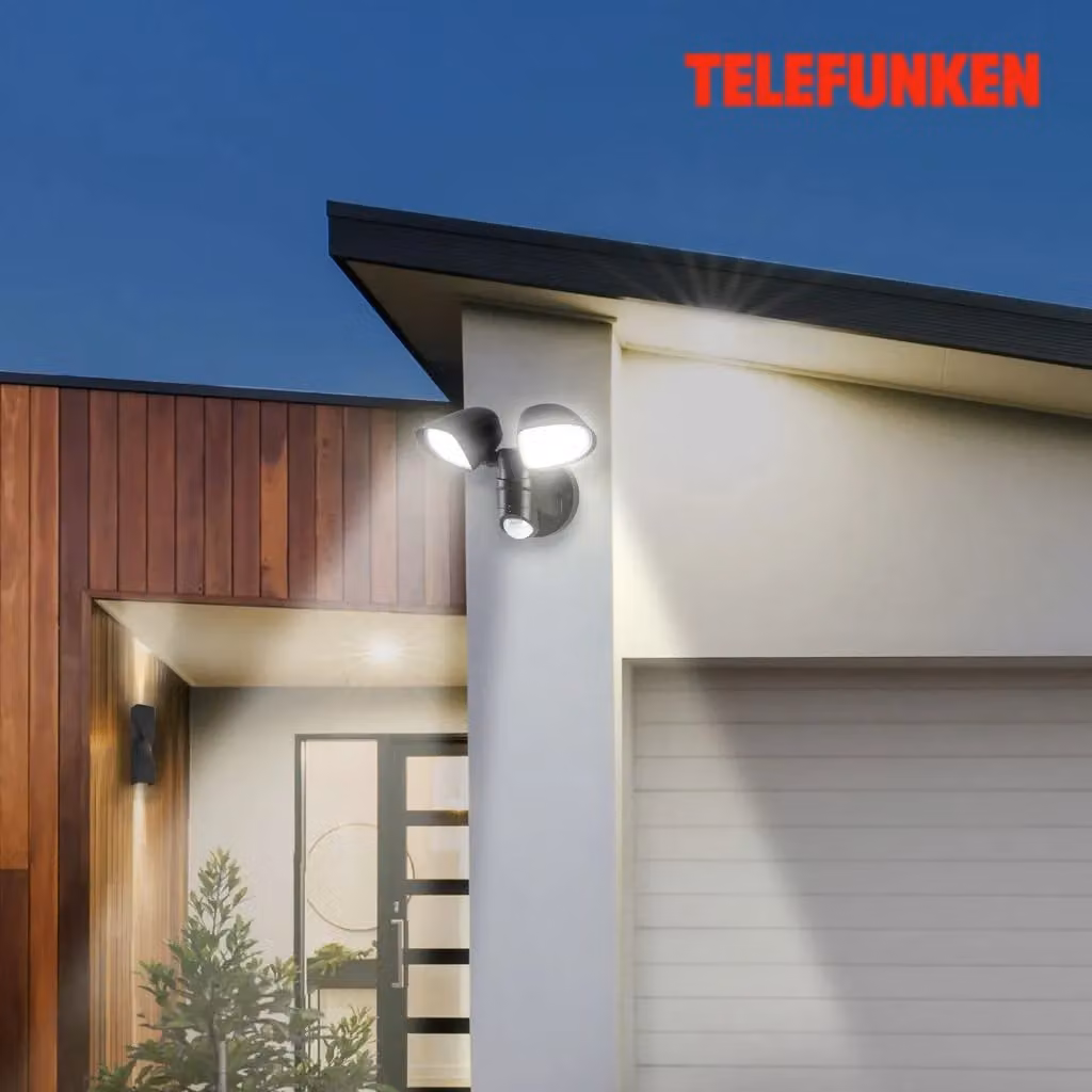Telefunken Black LED Outdoor Wall Floodlight with Motion Sensor and Up/Down Lighting – 4