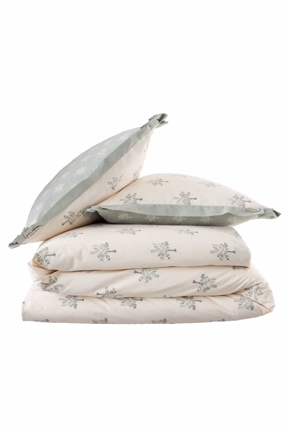Emily Bond Dapplewood Trees Reversible Cotton Duvet Cover Set in Beige and Green, W: 180 cm x L: 200 cm – 2
