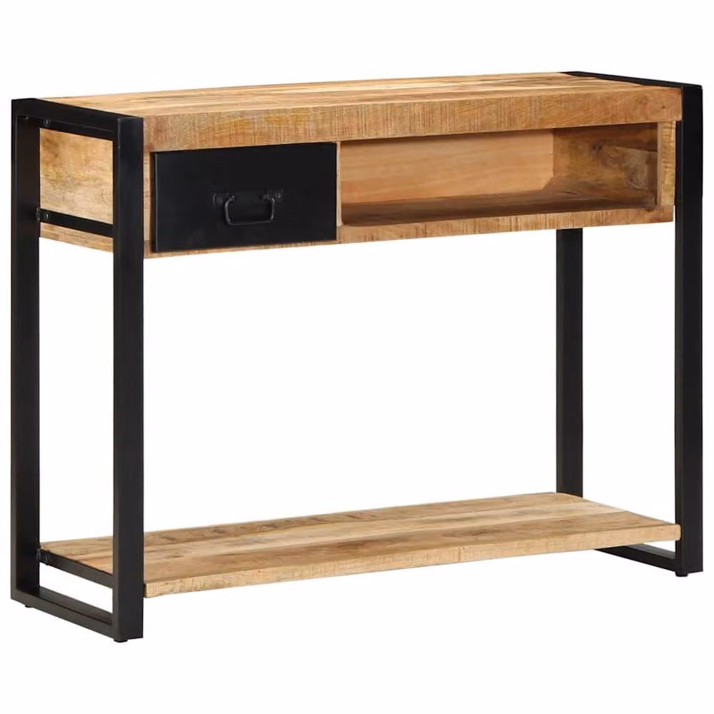 Berkfield Home Rustic Mango Wood Console Table, Brown, W: 100 cm, D: 35 cm, H: 75 cm – 2