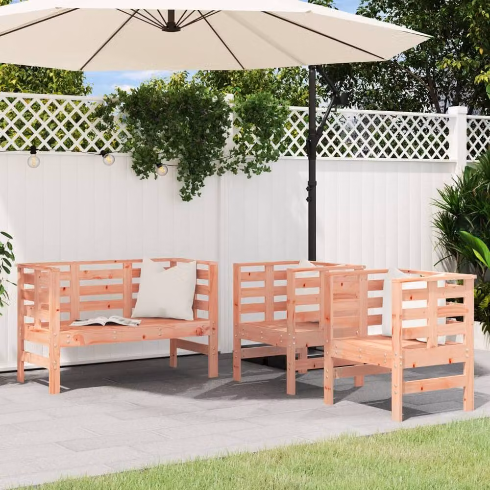 Berkfield Home 3 Piece Garden Lounge Set in Solid Wood, Light Brown – 2
