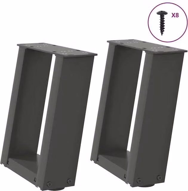 Berkfield Home U-Shaped Steel Coffee Table Legs, 2 Pieces, Anthracite Black, W/D/H: 30 x 30 x 30 cm