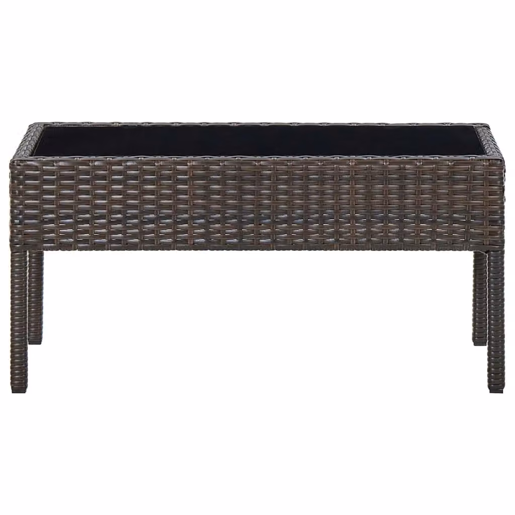 Berkfield Home Brown Poly Rattan Garden Table W: 75 cm, D: 40 cm, H: 37 cm – 2