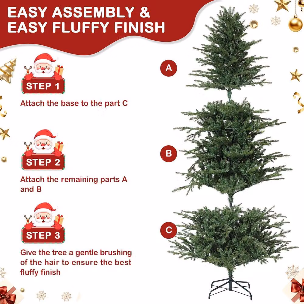 London Boutique 5ft Pre-Lit Artificial Christmas Tree with Warm White LED Lights in Green – 2