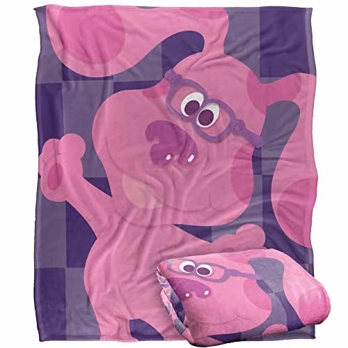 LOGOVISION Pink and White Checked Fleece Throw Blanket for Children, W/D/H: 152 x 127 cm