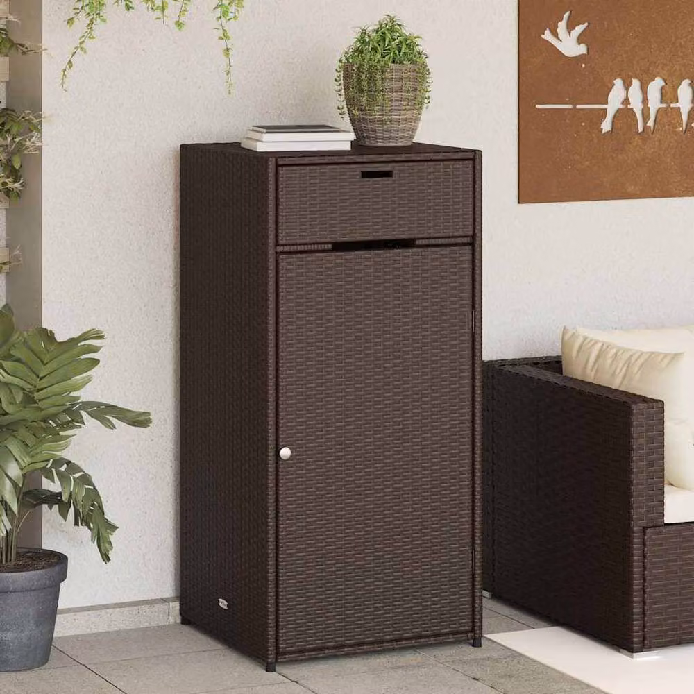 Berkfield Home Brown Poly Rattan Garden Storage Cabinet W/D/H: 55 x 55 x 111 cm – 2
