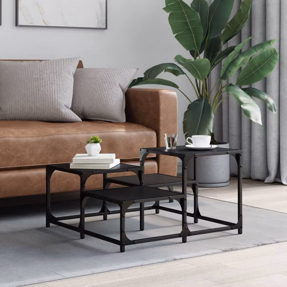 Berkfield Home Black Square Coffee Table W/D/H: 68 x 68 x 40 cm – 3