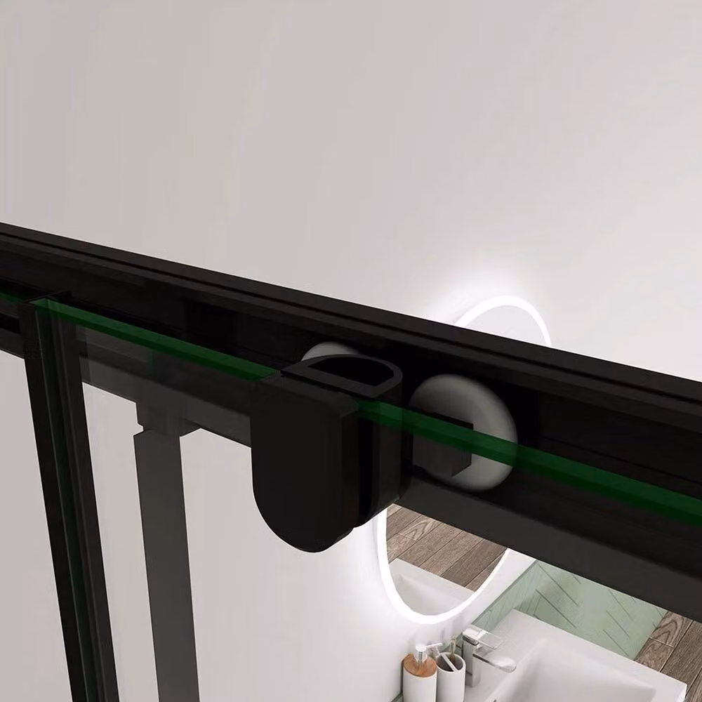 NESTLUNE Matt Black Aluminium Sliding Shower Door, H: 140 cm, W: 52 cm – 2