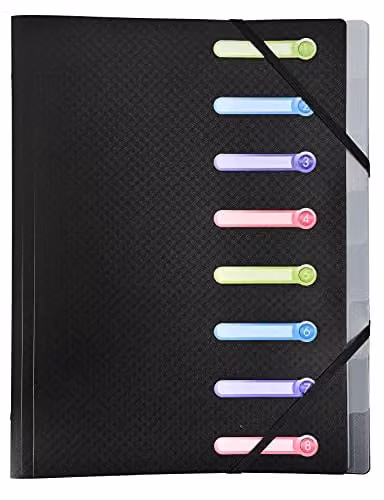 Exacompta Opak Multipart File with Internal Pocket and 8 Tabbed Sections, A4, Assorted Colours, W: 24.0 cm, H: 32.0 cm – 1
