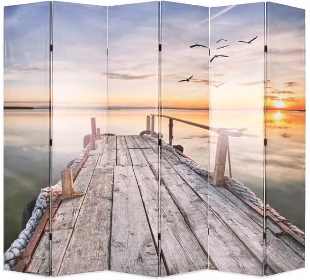 Berkfield Home Folding Room Divider in Lake, W: 228 cm, H: 170 cm