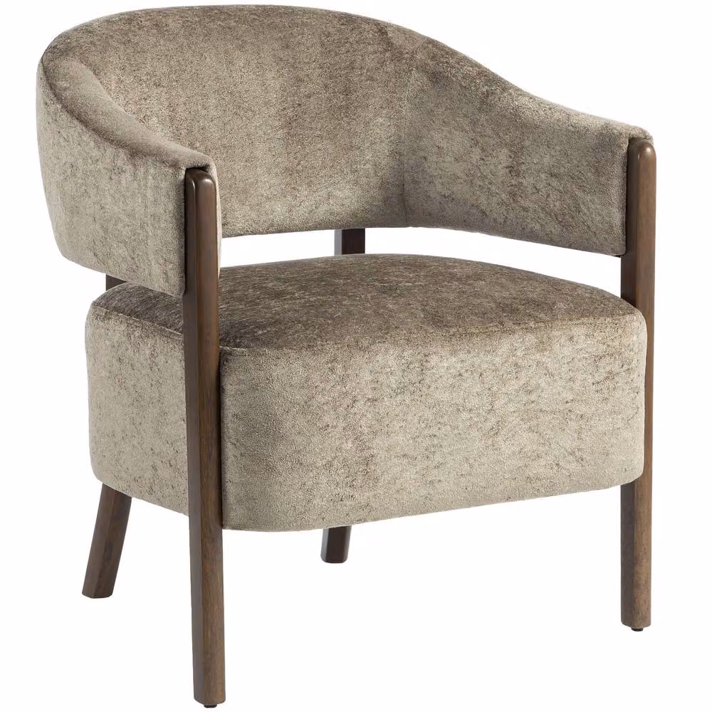 STILVORA Modern Tub Armchair with Beige Fabric Upholstery and Solid Wood Frame – 4
