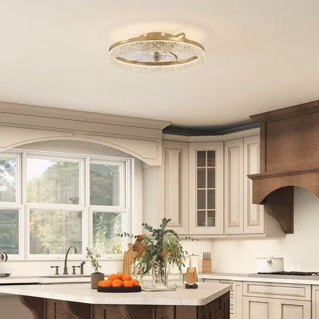 HOMCOM Gold Ceiling Fan with Dimmable Light and Remote or App Control