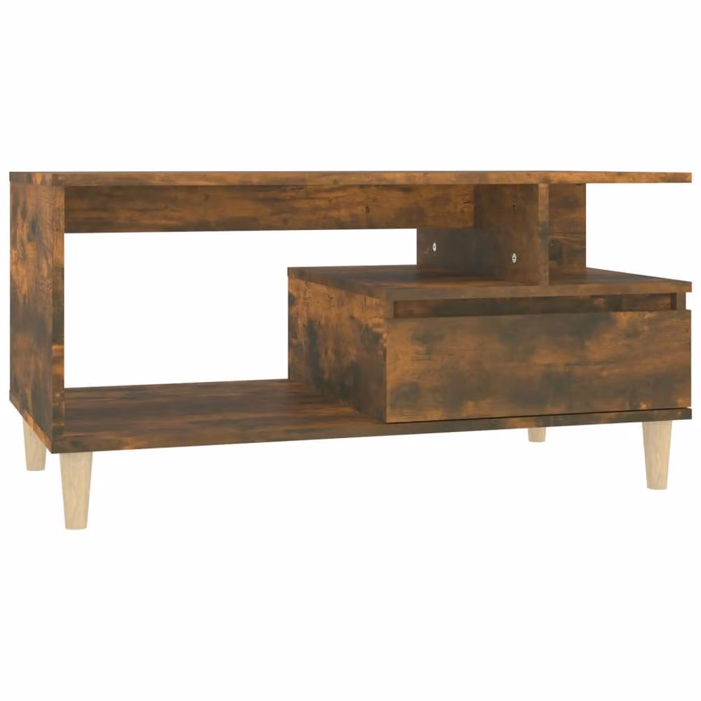 Berkfield Home Smoked Oak Decorative Coffee Table in Brown, W: 90 cm, D: 49 cm, H: 45 cm – 2
