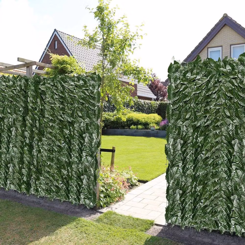 SPETLEK Artificial Ivy Leaf Hedge Screening Roll in Green with 50 Ties, W: 100 cm, H: 15 cm – 4