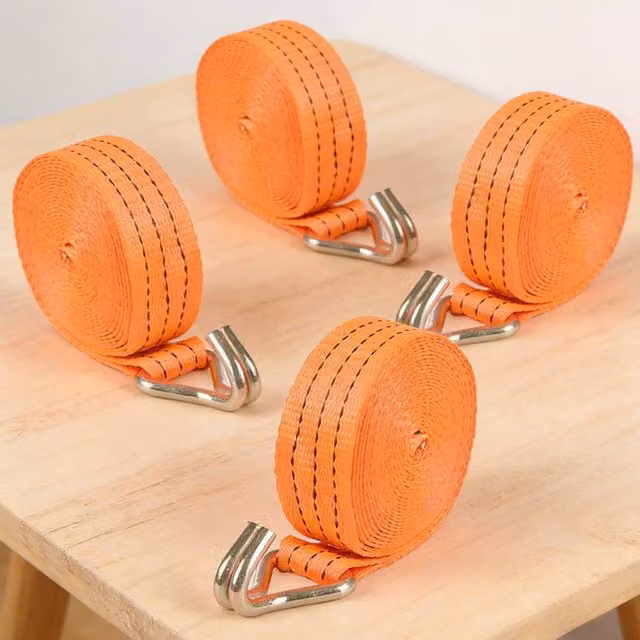 Ventryn Set of 4 Heavy Duty Orange Ratchet Cargo Straps, 40 mm x 6 m, 3000 kg Capacity – 1