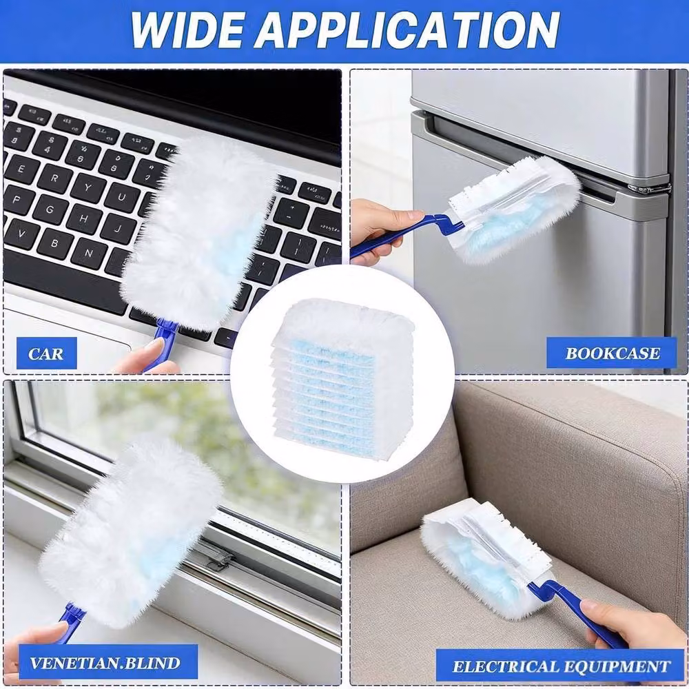 FLAVORA 52 Pcs Dust Magnet Fluffy Duster Refill Kit in Blue, W/D/H: 100 x 15 x 15 cm – 5