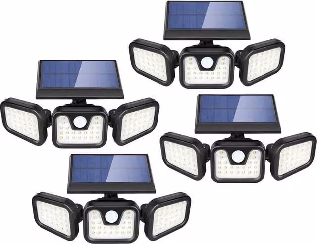 Kelvenix Pack of 4 Solar LED Motion Sensor Security Lights in Black – 1