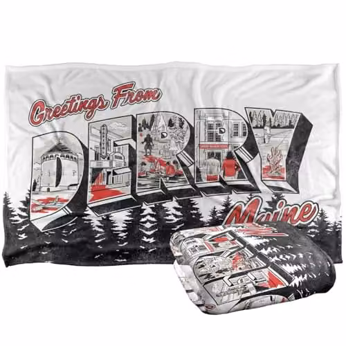 Warner Bros. Welcome To Derry Greetings From Derry Super Soft Silky Touch Fleece Throw Blanket, Multicolour, W: 91 cm, D: 147 cm – 1