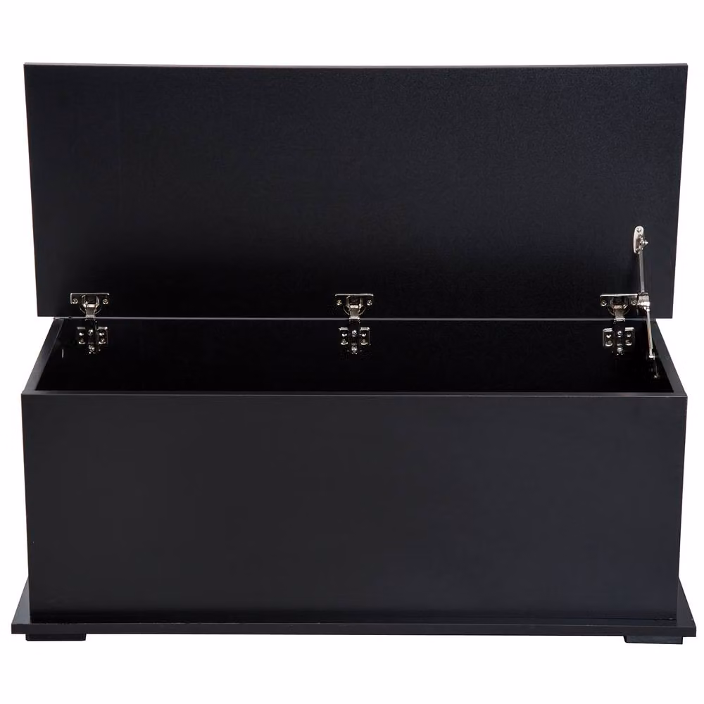 STILVORA Modern Black MDF Storage Chest with Soft-Close Flip-Top Lid, W/D/H: 120 x 40 x 100 cm – 4