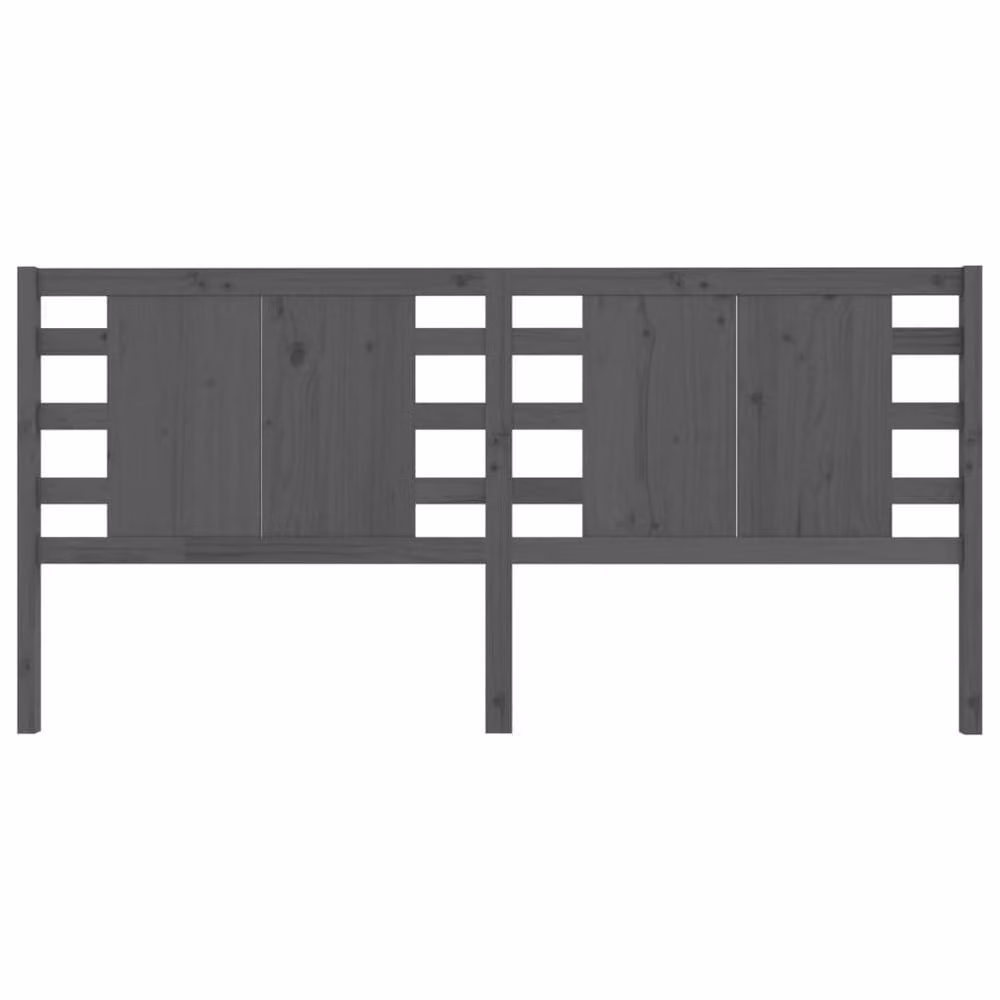 Berkfield Home Grey Solid Pine Wood Rustic Headboard, W: 126 cm, D: 4 cm, H: 100 cm – 3