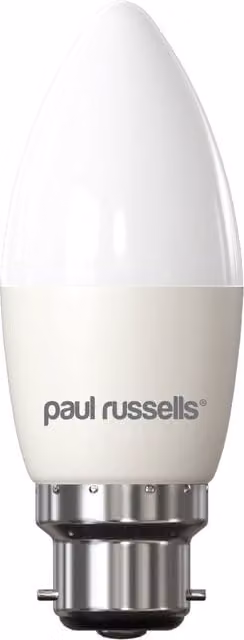 Paul Russells 6.5W LED Candle Bulb, B22, Warm White