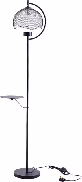 Lifeideas Industrial Metal Floor Lamp with Tray in Black