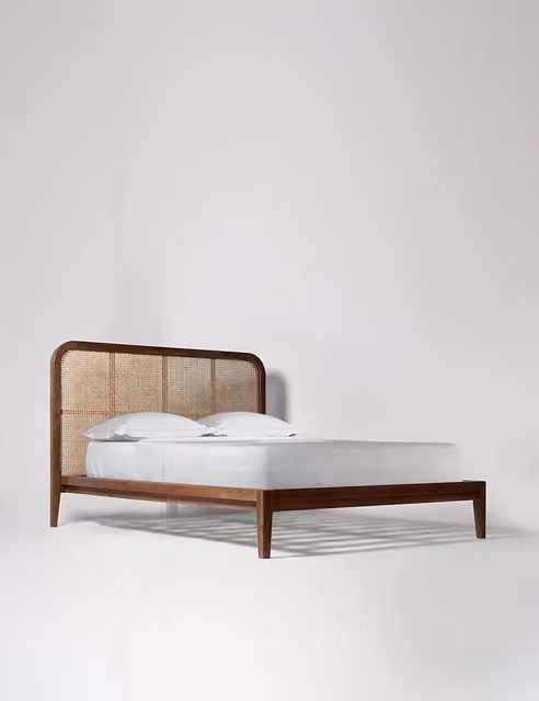 Swoon Raphia Mango Wood and Rattan Double Bed in Brown