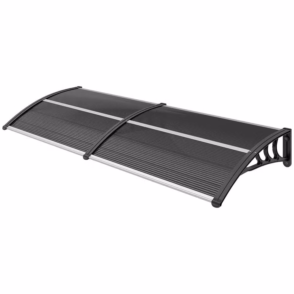 Rolipo Black Front Door Canopy Awning Rain Shelter W: 196 cm, D: 75 cm – 2