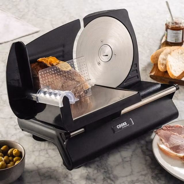 Cooks Professional 150W Electric Food Slicer Machine in Silver Stainless Steel – 1