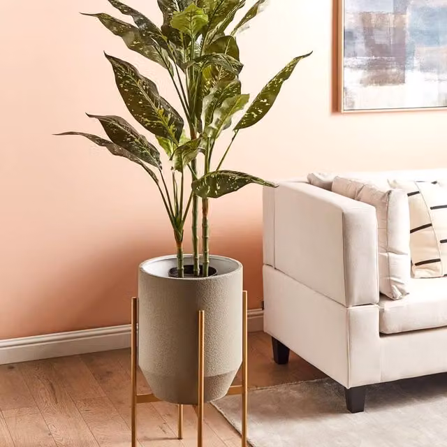 Wyld and Coco Grey and Gold Metal Industrial Plant Stand, W/D/H: 33 x 33 x 62 cm – 1